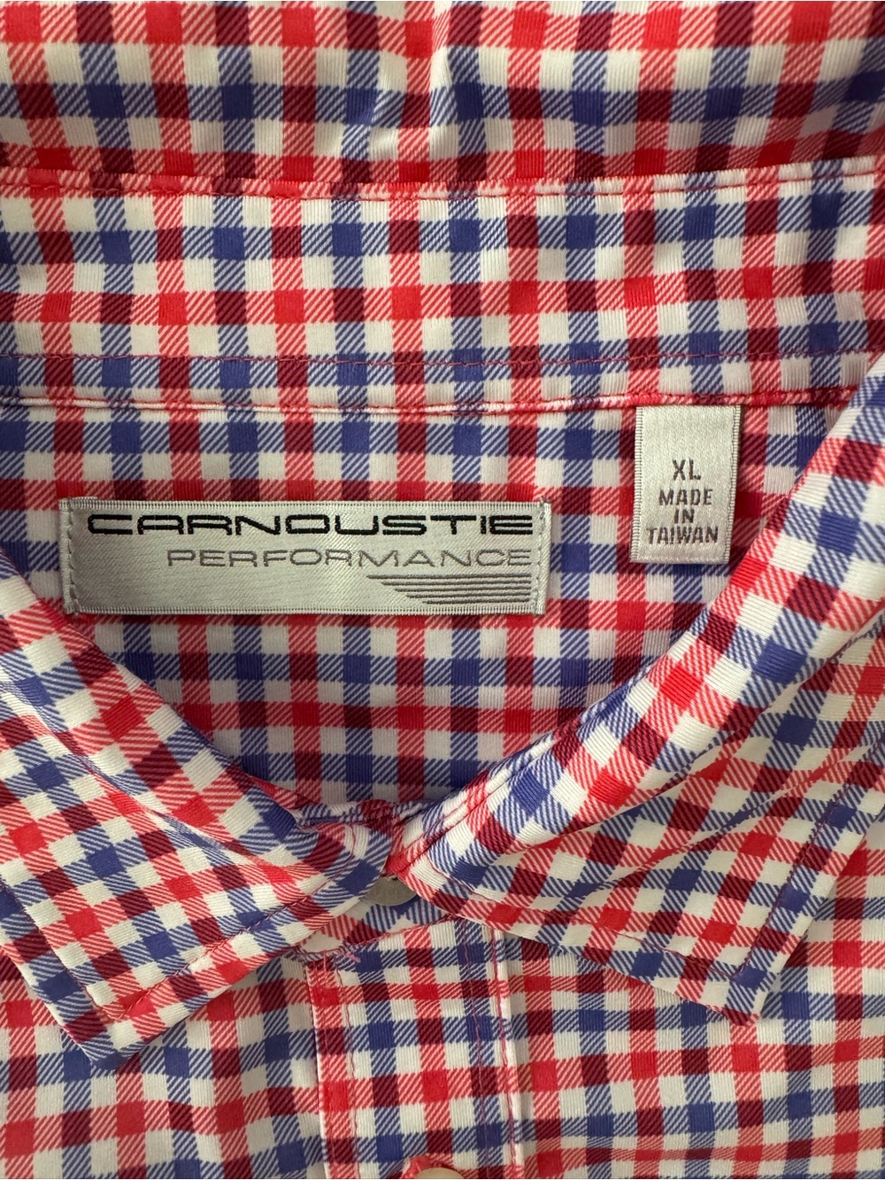 Carnoustie Performance Red and Blue Gingham Short-Sleeve XL - Picture 2 of 3